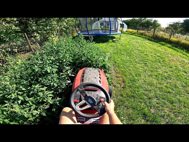 Mowing Extremely Tall Grass with Garden Tractor | GoPro POV Hecht Power!