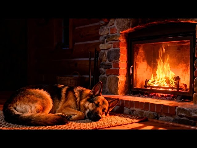 🐶Sleeping Dog by Fireplace 24/7 | 🔥Crackling Fire Sounds