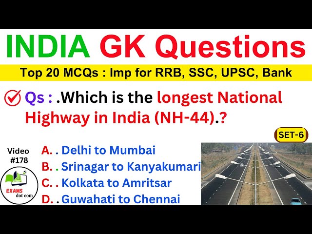 India GK Questions & Answers | Set 6 I Static GK | Most Repeated Exam Questions #gkquestion #gk