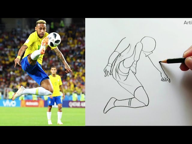 How To Draw Neymar with The Ball / Easy Drawing Tutorial