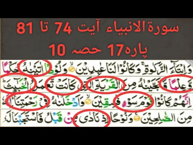 Surah Alanbiya ayyt 74to81|Parh17 Part10|Learn quran with tajveed|Word by word Full tajveed, Beautif