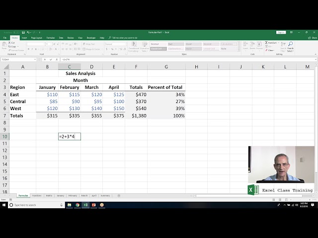 Excel Class Formulas and Functions Part 1