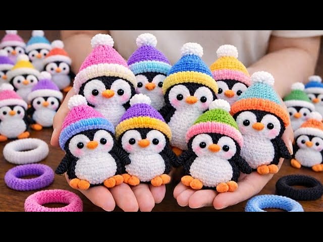 Cute Penguin Keychain Made from Hair Rubber| Very Easy & No Skills Needed 🐧✨