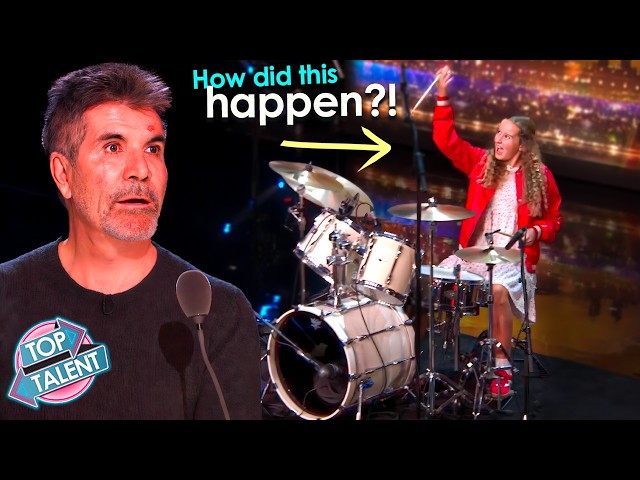 She's 12. She's Dressed To School. Then Turns Into A REBEL Drummer!