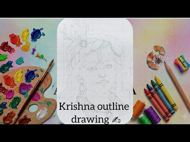 How to draw Krishna outline. Krishna outline tutorial. Part- 1
