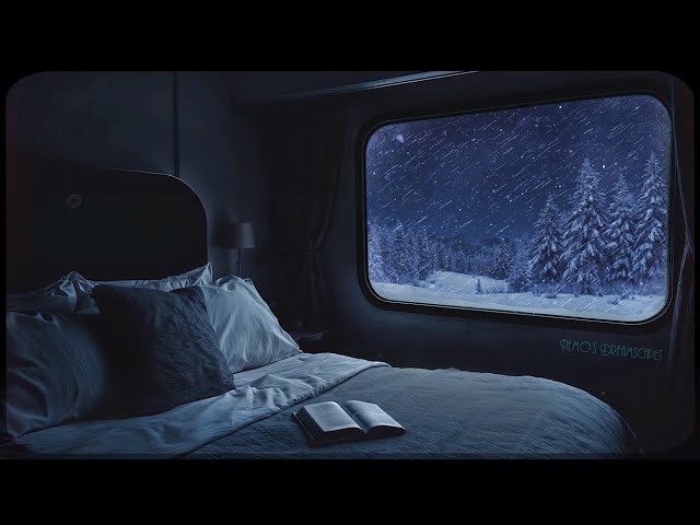 Cozy train journey through snowstorm on a winter night 🚂 w/ vintage oldies music