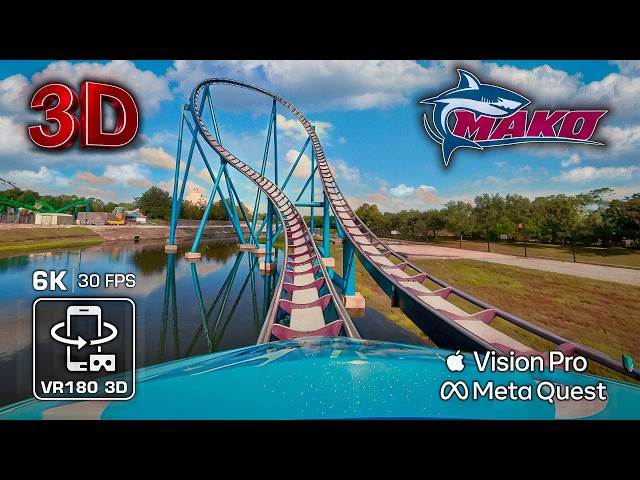 Mako 3D epic Roller Coaster VR - Get Ready To Be Amazed! Front Row POV VR180 3D SeaWorld Orlando