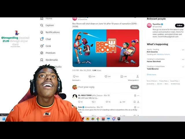 iShowSpeed Reacts to Rec Room Shutting Down..🥲