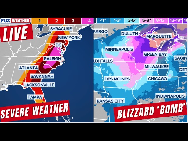 LIVE Coverage Tracking Major Bomb Cyclone Blizzard, Severe Weather Outbreak Level 4/5 | FOX Weather