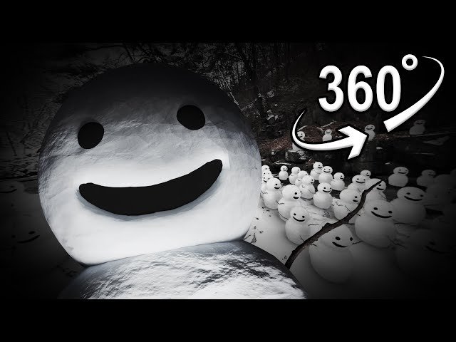 While looking at the waterfall, a huge snowman appeared | VR 360°