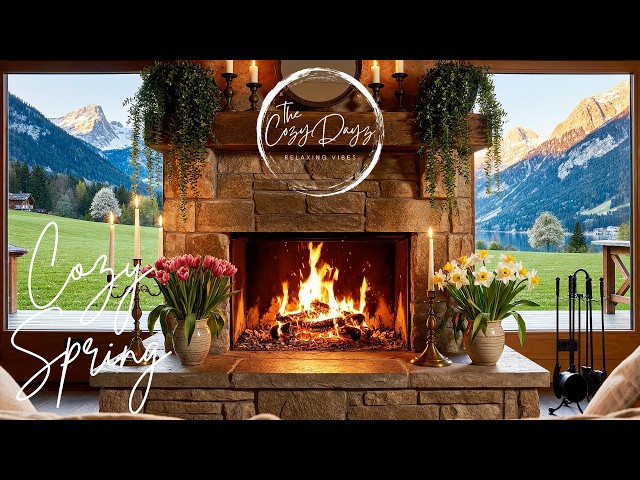 🌼 Spring Fireplace 24/7 🔥 | Crackling Fire | Sleep  | Study  | Relax
