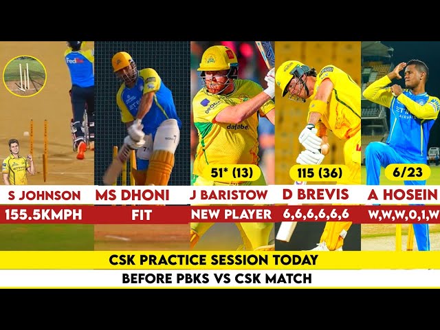 CSK Practice Today Before CSK vs PBKS | CSK Practice Session Today | MSD & Brevis in CSK Camp Today