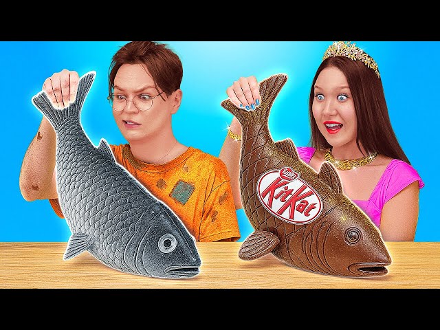 Real Food VS Chocolate Food Challenge! 🍫😲 Sweet Surprises by 123 GO! FOOD