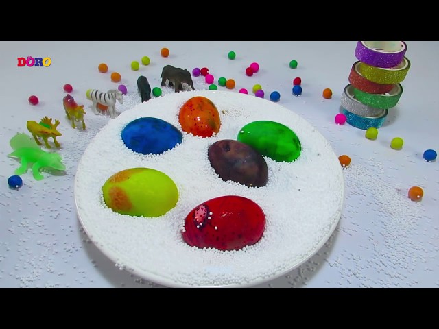 Coloring Easter Eggs, Find Animals in the Spongy Grain Learning Video By Doro