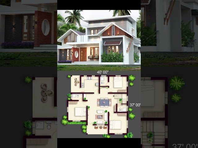 1200 Sq.Ft. West Facing house plan #3bhkhouseplan #keralahouseplans #home #30x50kagharkanaksha