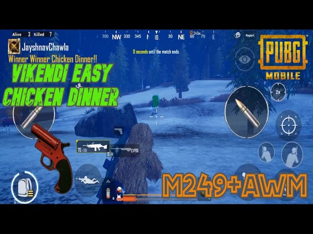 Chicken dinner with M249 and AWM in vikendi | Amazing gameplay | Pubg mobile🔥