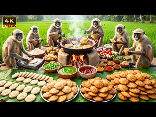 बंदरों ने आज बनाई सैकड़ों कचौरी 😱 | Monkeys Made Hundreds of Kachori Today