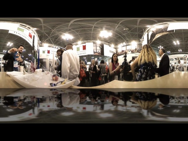 At the Summer  Fancy Food Show!  Italian coffee and wine served all day.