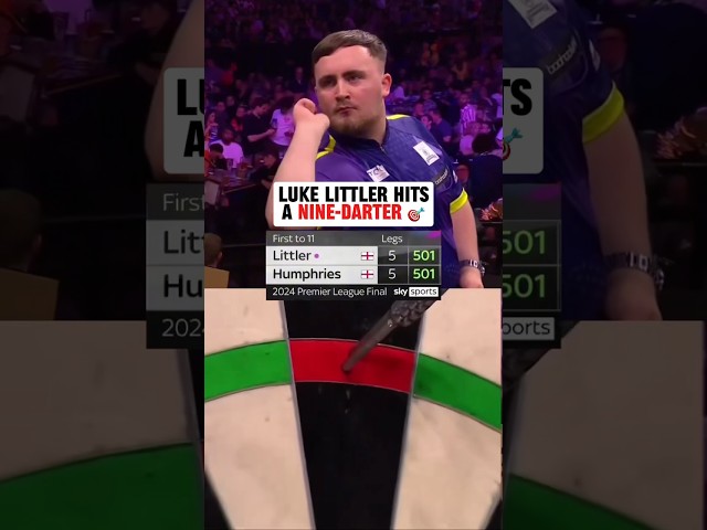 17-year-old Luke Littler hit a nine-darter in the Premier League Final 😱 (via @officialpdc)