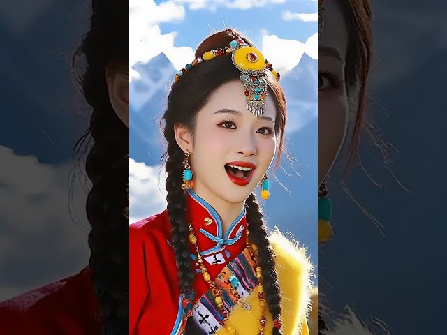 Tibetan beauty, the most popular Tibetan dance song  "Golden Mountains"