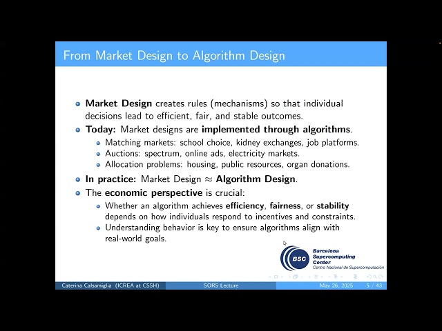 SORS/WomenInBSC: Algorithm Design: The Case of School Choice