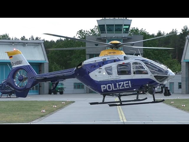 Polizeihubschrauber Adebar 16 (D-HBBY) | Start + Landung bei der Fliegerstaffel Blumberg