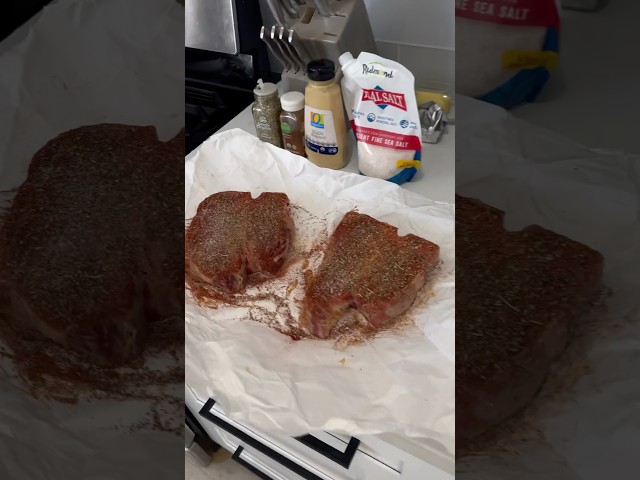 T-Bone Steak w/ Dijon Mustard, Italian seasoning, paprika & ancient sea salt #steak #veteransday