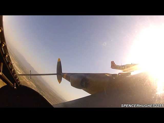 U.S.A.F. Heritage Flight (GoPro inside P-38 !!!) @ 2012 Planes of Fame Air Show