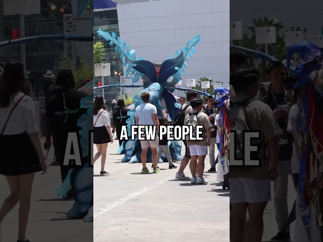 trying to break in a convention in a 14 foot costume