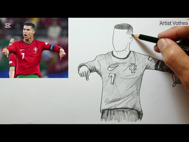 Step-by-Step Drawing Cristiano Ronaldo // Easy Drawing Pencil Sketch Tutorial