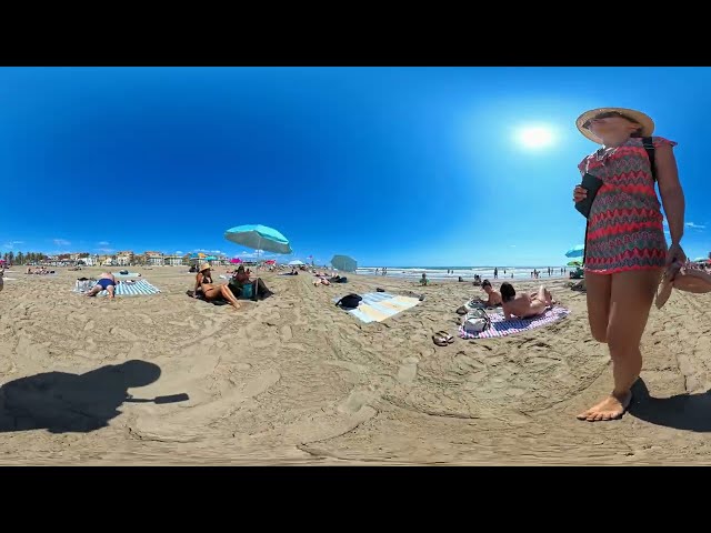 VR 360° Beach Walking | Cabanyal Beach | Virtual 3D Walking Tour | 2025 | 8K 🌊☀️
