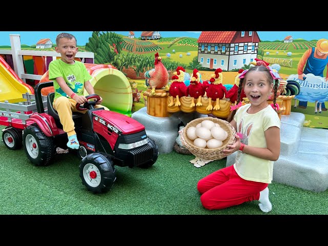 Sofia and Max Had A Farm and feeding cartoon Animals