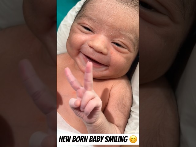 Newborn born baby smiling #adorably #newbornbaby #adoreble #adoreble #baby #newborn