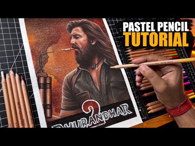 Dhurandhar 2 Drawing,  Ranveer Singh Drawing,  Pastel Pencil Drawing Tutorial 🔥