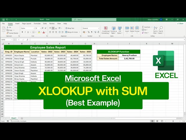 MS Excel - XLOOKUP Formula | XLOOKUP Function with SUM in Excel