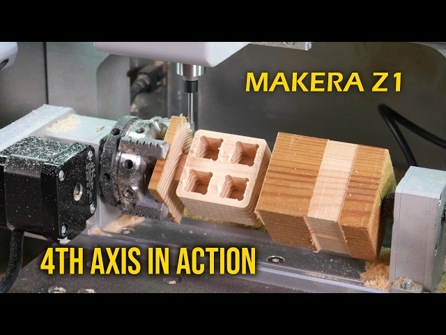 Makera Z1 — 4TH Axis in Action (Rotary Carving & Indexed Milling)