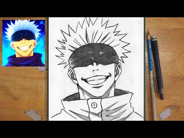 How to Draw Gojo Satoru - Step by Step Tutorial - Easy Anime Drawing for Beginners | Jujutsu Kaisen