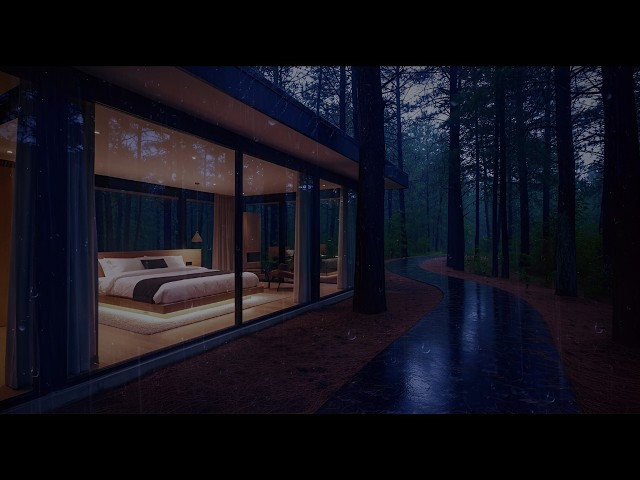 🌲🌧️  Dark Bedroom Rain Sounds (No Ads) | Calm Sleep Environment for Instant Sleep, Live