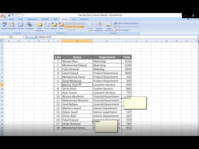 Class # 129 MS Excel 2007 Review Tab_Spelling_Research_Thesaurus_Translate_NewComment_Delete_Previou