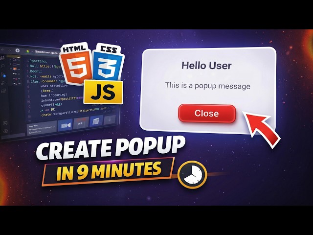 I Built a Modern Center Popup Modal using HTML CSS JavaScript in 9 Minutes