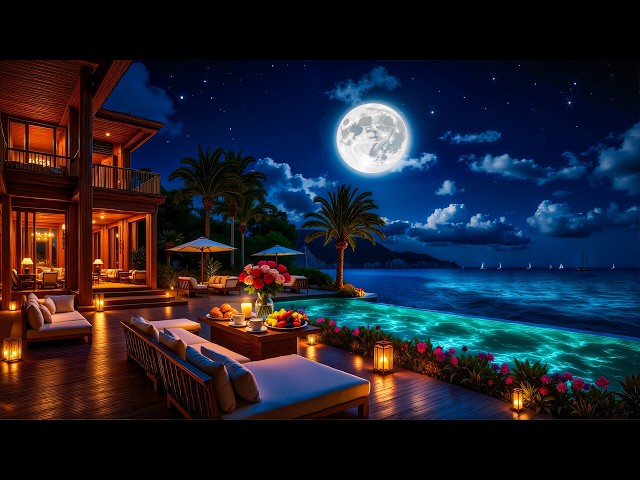 Dreamy Night Jazz in a Mellow Oceanfront Retreat | Soft Jazz Vibes for Unwinding & Quiet Moments