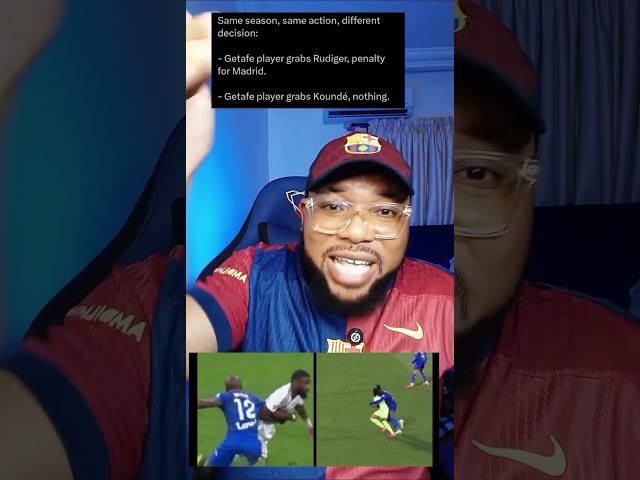 GETAFE 1-1 BARCELO HOW DID JULES KOUNDE NOT GET A PENALTY BUT SOME HOW RUDIGER GOT A PENALTY FORLESS