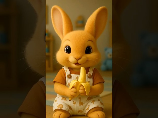 Cute Bunny Eats Banana and Falls Down Hilariously! 🐇🤣 #funny #cute