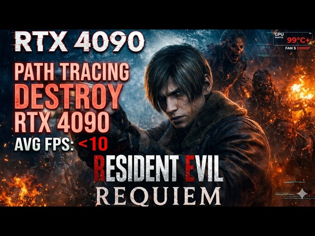 Resident Evil Requiem - RTX 4090 HDR+, 4K, Max, Path Tracing Gameplay - GPU Performance