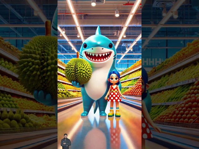 🌟 Shark's Day Out: Durian Adventures with a Polka-Dot Princess! 🦈Meaw Verse #cat #cute#love #shorts