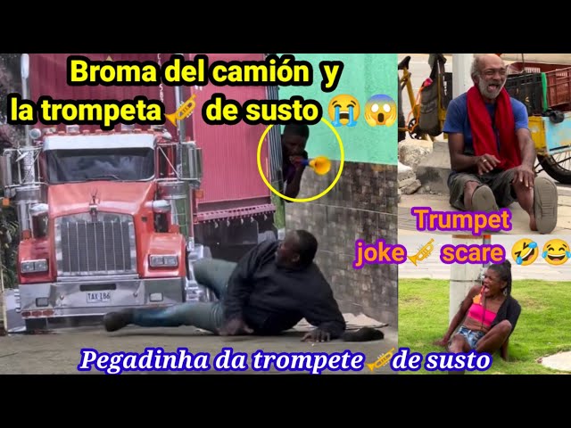 Broma del camión y la trompeta🎺 de susto /  Pegadinha da trompete🎺de susto / Trumpet joke🎺 scare 🤣😂