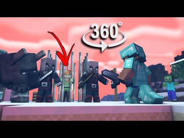 Save The Village 360° - Minecraft Animation (Steve and Alex Life)