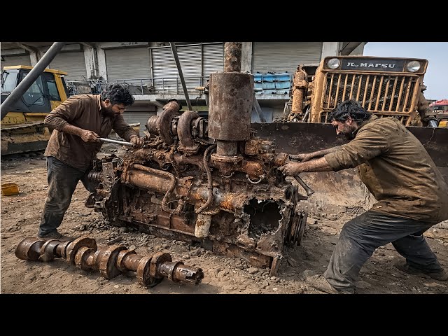 Incredible 🤯 Caterpillar Engine Rebuild | 20 Years Abandoned Rusted Diesel Engine Restored