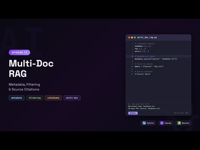 Build AI Apps with Python: Multi-Document RAG — Metadata Filtering & Citations | Episode 17