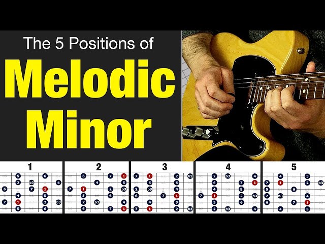 MELODIC MINOR Scale Guitar Patterns - All Five Positions